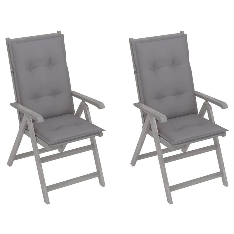 vidaXL Sedie da Giardino Reclinabili 2 pz con Cuscini Massello Acacia