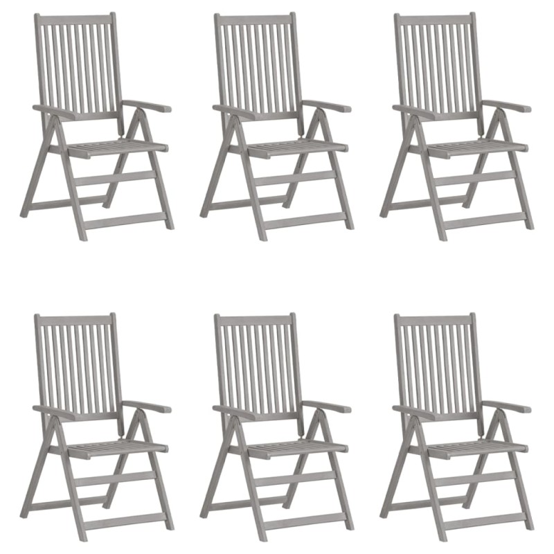 vidaXL Sedie Reclinabili da Giardino 6 pz Grigie in Massello di Acacia vidaXL Sedie Reclinabili da Giardino 6 pz Grigie in Massello di Acacia