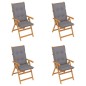 vidaXL Sedie da Giardino 4 pz con Cuscini Grigi Massello di Teak vidaXL Sedie da Giardino 4 pz con Cuscini Grigi Massello di Teak