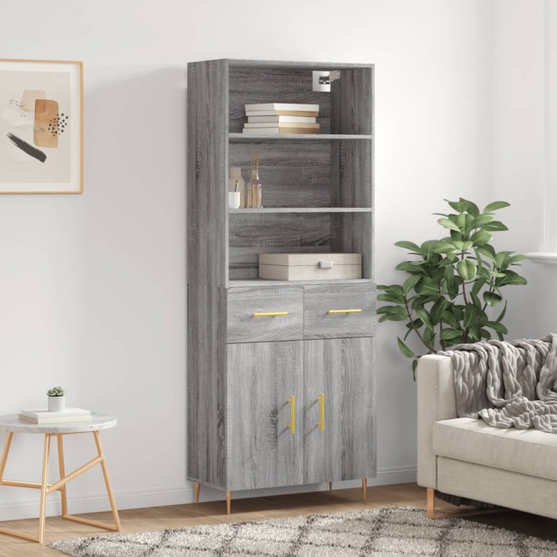 vidaXL Credenza Grigio Sonoma 69,5x34x180 cm in Legno Multistrato vidaXL Credenza Grigio Sonoma 69,5x34x180 cm in Legno Multistrato