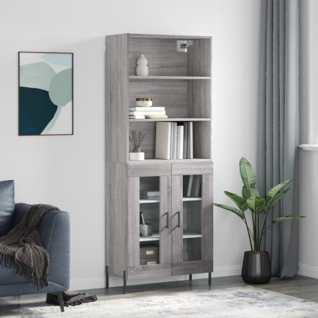 vidaXL Credenza Grigio Sonoma 69,5x34x180 cm in Legno Multistrato