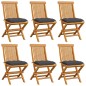 vidaXL Sedie da Giardino con Cuscini Antracite 6 pz Massello di Teak vidaXL Sedie da Giardino con Cuscini Antracite 6 pz Massello di Teak