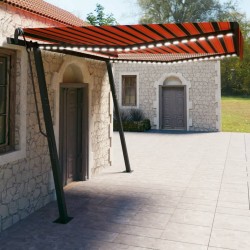 vidaXL Tenda Automatica con Sensore Vento e LED 4x3 m Arancio Marrone