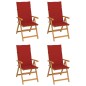 vidaXL Sedie da Giardino 4 pz con Cuscini Rossi Massello di Teak vidaXL Sedie da Giardino 4 pz con Cuscini Rossi Massello di Teak