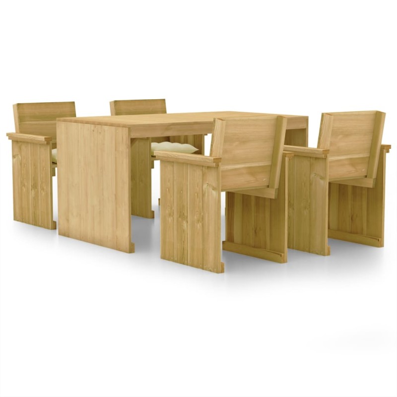 vidaXL Set Pranzo da Giardino 5pz con Cuscini Legno di Pino Impregnato vidaXL Set Pranzo da Giardino 5pz con Cuscini Legno di Pino Impregnato