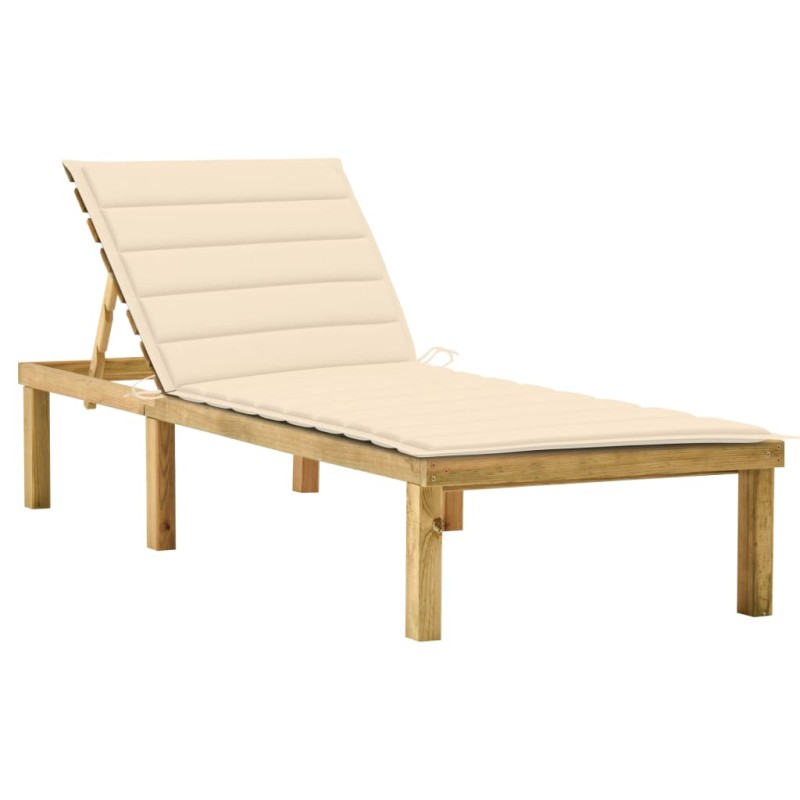 vidaXL Lettino da Giardino con Cuscino Crema Legno Pino Impregnato vidaXL Lettino da Giardino con Cuscino Crema Legno Pino Impregnato