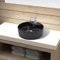 Lavandino bagno in Ceramica nera rotondo con Foro di trabocco Lavandino bagno in Ceramica nera rotondo con Foro di trabocco