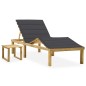 vidaXL Lettino da Giardino con Tavolino Cuscino Legno Pino Impregnato vidaXL Lettino da Giardino con Tavolino Cuscino Legno Pino Impregnato