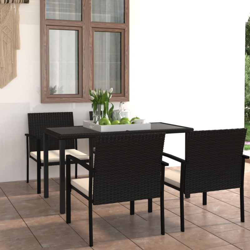 vidaXL Set da Pranzo da Giardino 5 pz in Polyrattan Nero