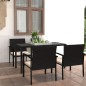 vidaXL Set da Pranzo da Giardino 5 pz in Polyrattan Nero