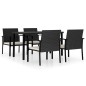 vidaXL Set da Pranzo da Giardino 5 pz in Polyrattan Nero