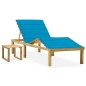 vidaXL Lettino da Giardino con Tavolino Cuscino Legno Pino Impregnato vidaXL Lettino da Giardino con Tavolino Cuscino Legno Pino Impregnato