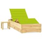 vidaXL Lettino da Giardino con Tavolino Cuscino Legno Pino Impregnato vidaXL Lettino da Giardino con Tavolino Cuscino Legno Pino Impregnato