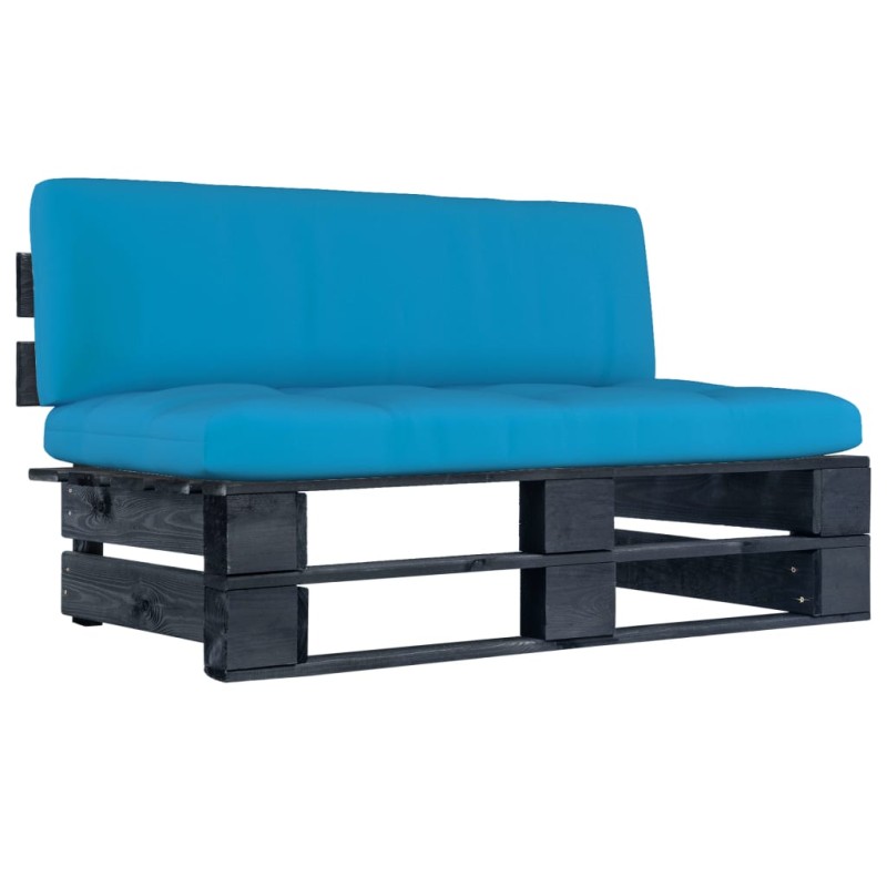 vidaXL Divano Centrale da Giardino Pallet Legno Pino Impregnato Nero vidaXL Divano Centrale da Giardino Pallet Legno Pino Impregnato Nero