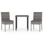 vidaXL Set da Pranzo da Giardino 3 pz in Polyrattan Grigio