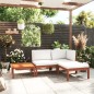 vidaXL Set Divani da Giardino 4 pz con Cuscini Crema Massello Acacia vidaXL Set Divani da Giardino 4 pz con Cuscini Crema Massello Acacia