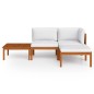 vidaXL Set Divani da Giardino 4 pz con Cuscini Crema Massello Acacia vidaXL Set Divani da Giardino 4 pz con Cuscini Crema Massello Acacia