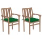 vidaXL Sedie da Giardino 2 pz con Cuscini Verdi in Massello di Teak vidaXL Sedie da Giardino 2 pz con Cuscini Verdi in Massello di Teak
