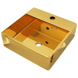 vidaXL Lavandino con Troppopieno 41x41x15 cm in Ceramica Oro