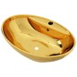 vidaXL Lavandino con Troppopieno 58,5x39x21 cm in Ceramica Oro