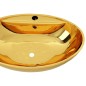 vidaXL Lavandino con Troppopieno 58,5x39x21 cm in Ceramica Oro