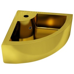 vidaXL Lavandino con Troppopieno 45x32x12,5 cm in Ceramica Oro