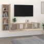 Set di Mobili Porta TV 4 pz Rovere Sonoma in Legno Multistrato Set di Mobili Porta TV 4 pz Rovere Sonoma in Legno Multistrato