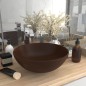 vidaXL Lavandino da Bagno in Ceramica Marrone Scuro Rotondo vidaXL Lavandino da Bagno in Ceramica Marrone Scuro Rotondo