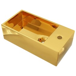 vidaXL Lavandino con Troppopieno 49x25x15 cm in Ceramica Oro