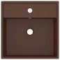 vidaXL Lavabo Troppopieno Cubico Marrone Scuro Opaco 41x41cm Ceramica