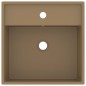 vidaXL Lavabo Troppopieno Quadrato Crema Opaco 41x41cm Ceramica vidaXL Lavabo Troppopieno Quadrato Crema Opaco 41x41cm Ceramica