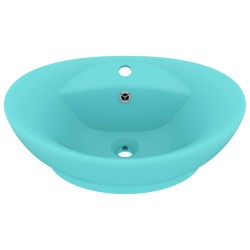 vidaXL Lavabo con Troppopieno Ovale Turchese Opaco 58,5x39 cm Ceramica