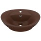 vidaXL Lavabo con Troppopieno Ovale Marrone Opaco 58,5x39cm Ceramica