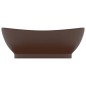 vidaXL Lavabo con Troppopieno Ovale Marrone Opaco 58,5x39cm Ceramica