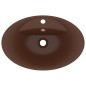 vidaXL Lavabo con Troppopieno Ovale Marrone Opaco 58,5x39cm Ceramica
