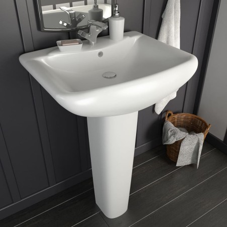 vidaXL Lavandino a Colonna in Ceramica Bianca 580x470x200 mm 