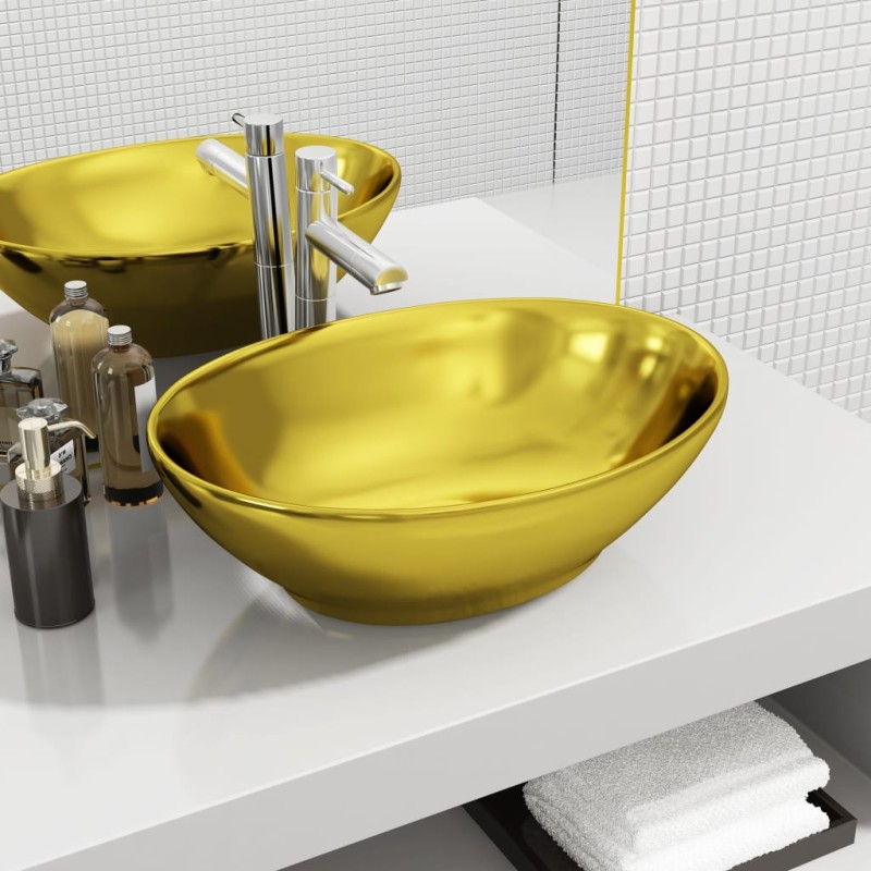 vidaXL Lavandino 40x33x13,5 cm in Ceramica Oro vidaXL Lavandino 40x33x13,5 cm in Ceramica Oro