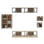 Set Mobili Porta TV 8pz Rovere Sonoma in Legno Multistrato Set Mobili Porta TV 8pz Rovere Sonoma in Legno Multistrato