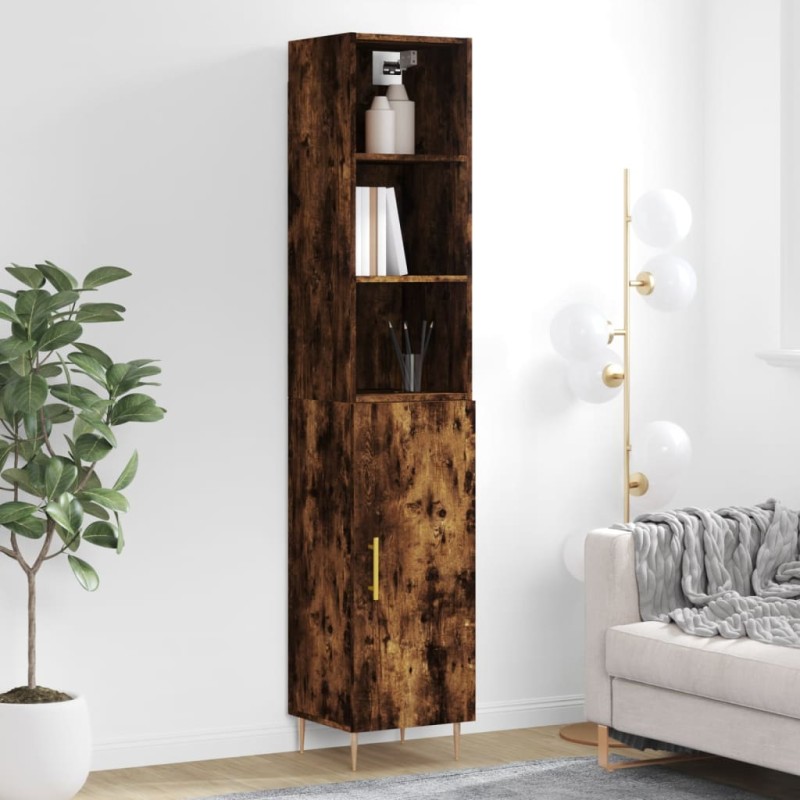 vidaXL Credenza Rovere Fumo 34,5x34x180 cm in Legno Multistrato vidaXL Credenza Rovere Fumo 34,5x34x180 cm in Legno Multistrato
