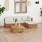 vidaXL Set Divani da Giardino 5 pz con Cuscini Crema in Legno di Teak