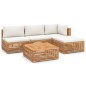 vidaXL Set Divani da Giardino 5 pz con Cuscini Crema in Legno di Teak
