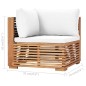 vidaXL Set Divani da Giardino 5 pz con Cuscini Crema in Legno di Teak