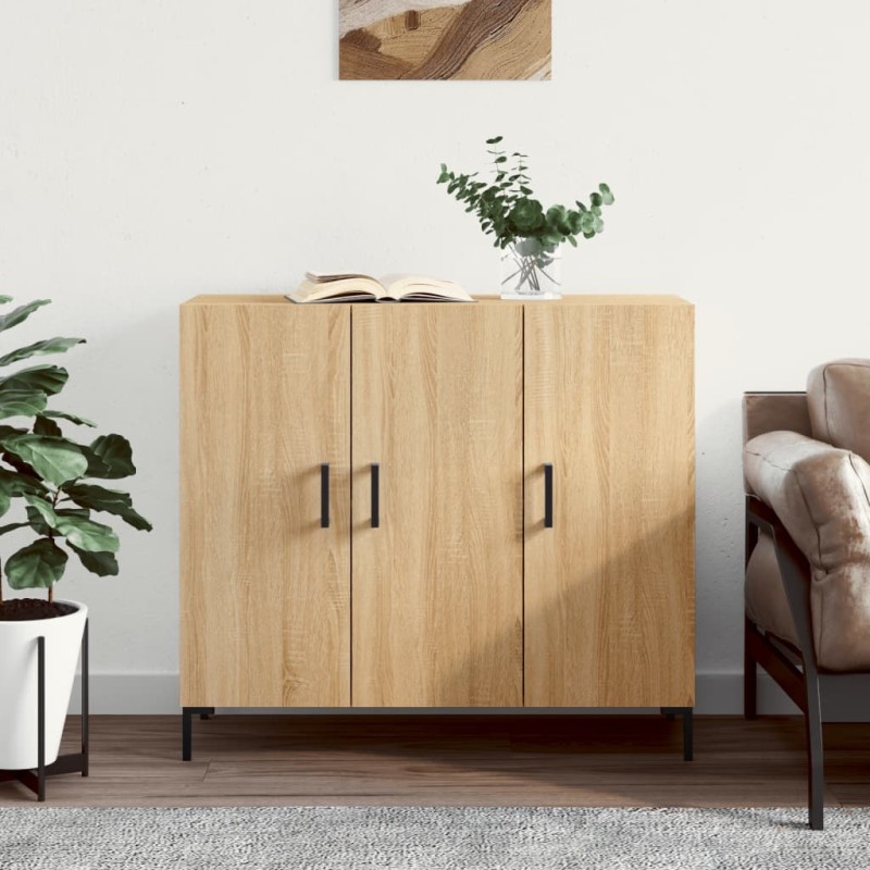 vidaXL Credenza Rovere Sonoma 90x34x80 cm in Legno Multistrato vidaXL Credenza Rovere Sonoma 90x34x80 cm in Legno Multistrato