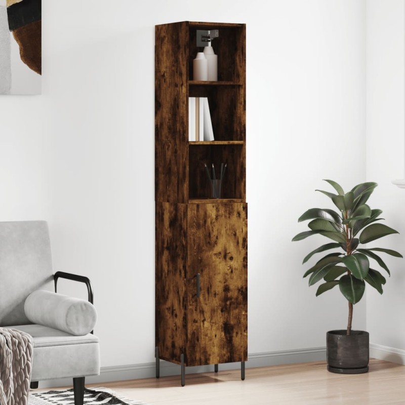 vidaXL Credenza Rovere Fumo 34,5x34x180 cm in Legno Multistrato vidaXL Credenza Rovere Fumo 34,5x34x180 cm in Legno Multistrato