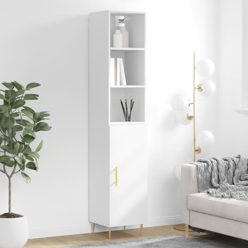 vidaXL Credenza Bianca 34,5x34x180 cm in Legno Multistrato vidaXL Credenza Bianca 34,5x34x180 cm in Legno Multistrato