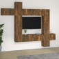 Set di Mobili Porta TV 9 pz Rovere Fumo in Legno Multistrato Set di Mobili Porta TV 9 pz Rovere Fumo in Legno Multistrato