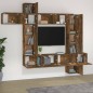 Set di Mobili Porta TV 9 pz Rovere Fumo in Legno Multistrato Set di Mobili Porta TV 9 pz Rovere Fumo in Legno Multistrato