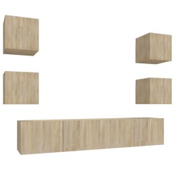 Set di Mobili Porta TV 6 pz Rovere Sonoma in Legno Multistrato