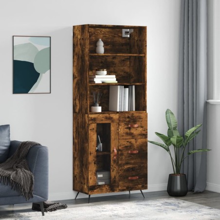 vidaXL Credenza Rovere Fumo  69,5x34x180 cm in Legno Multistrato