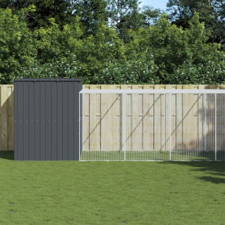 vidaXL Casetta Cani con Corsa Antracite 214x865x181 cm Acciaio Zincato